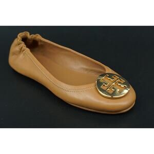 Tory Burch Women's Minnie Travel Ballet Flats Gold Logo Size 7 New